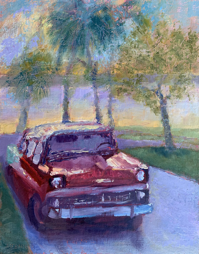 1956 Chevy Belair at Sunset, Lake Gertrude Oil on 11 x 14 linen board